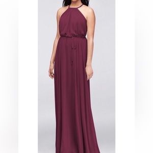 Wine David Bridal’s bridesmaid dress